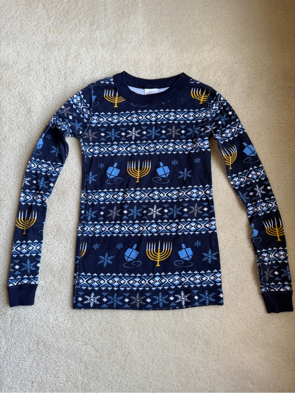 Hanna Andersson Hanukkah Blue Pajama Top Organic Cotton Size 10